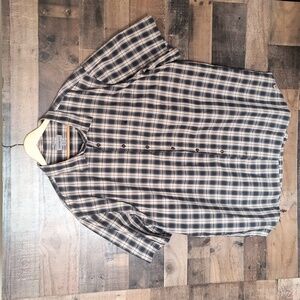 Carhartt Relaxed Fit Plaid Short Sleeve  Gray Orange Beige Button Up Sz 3XL Tall